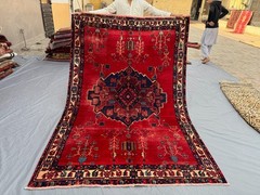 Vintage Turkish Inspired Caucasian Medallion Wool Area Rug, Rare Guestroom Rug