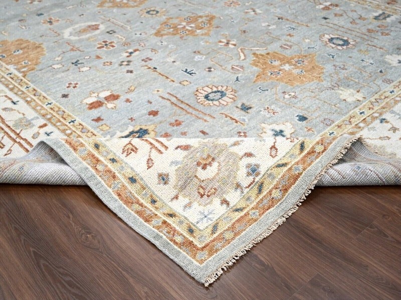 12'x17'9" Chrome Gray, Hand Knotted, Oushak Design, Oushak Rug gallery