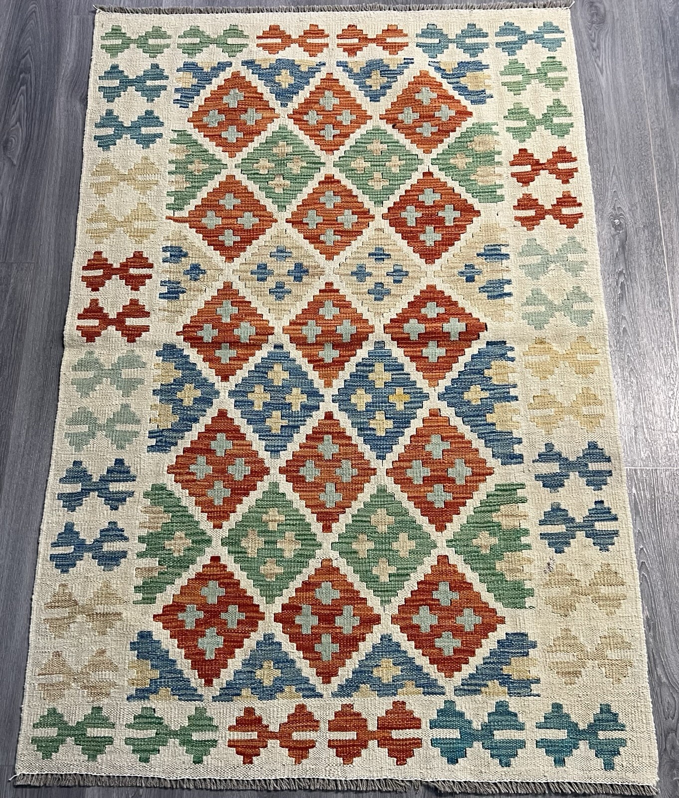 Vintage Kilim Traditional Hand Made Oriental Wool Kilim 4ft11inx3ft 152cmx101cm gallery