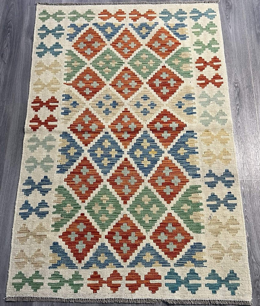 Vintage Kilim Traditional Hand Made Oriental Wool Kilim 4ft11inx3ft 152cmx101cm