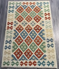 Vintage Kilim Traditional Hand Made Oriental Wool Kilim 4ft11inx3ft 152cmx101cm
