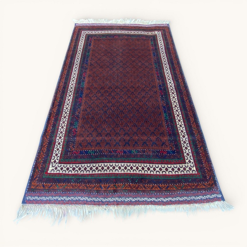 Vintage Afghan Hand-Knotted Baluchi Rug 4'2 x 6'9 ft Rare Geometric Pattern Rug gallery
