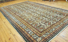 Masterpiece Antique Muted Dyes 7x10ft Cross Patterned Wool Pile Hereke Rug