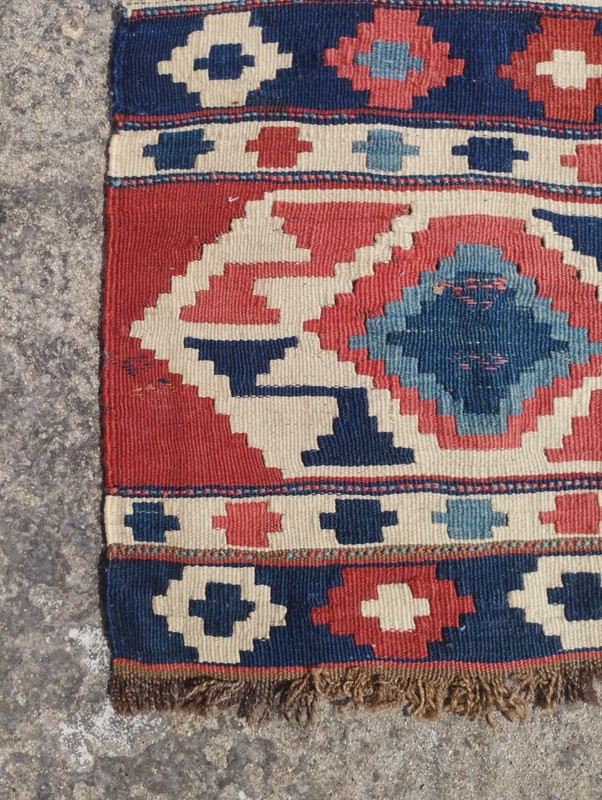 Vintage Handmade Turkish Anatolian Geometric Wool Kilim Rug 49x48 cm gallery