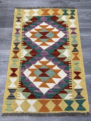 Vintage Kilim Traditional Hand Made Oriental Wool Kilim 3ftx1ft11inc 87cmx58cm