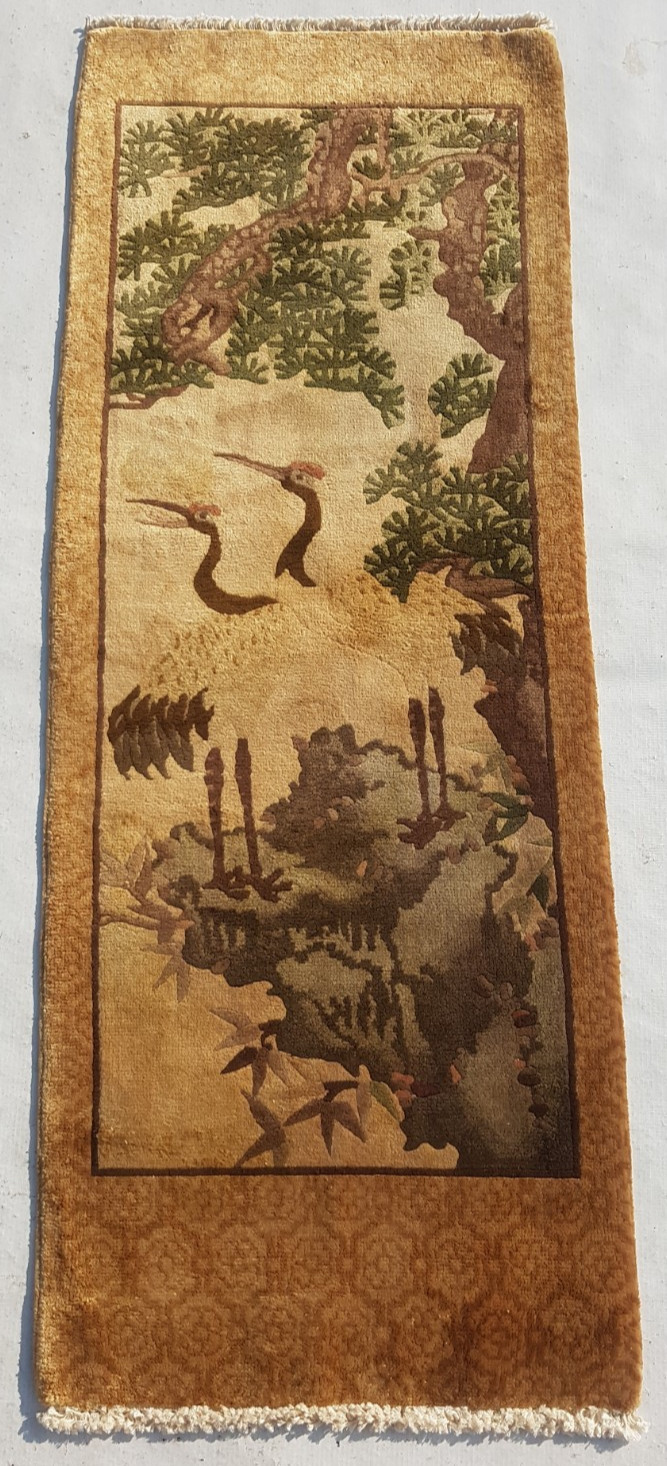 Vintage Tibetan Chinese Handmade Landscape Multicolor Wool Rug Carpet 120x46 cm gallery