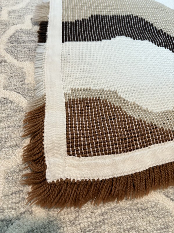 Vintage MCM Rya Abstract Art Brown And Cream Rug 1970’s gallery