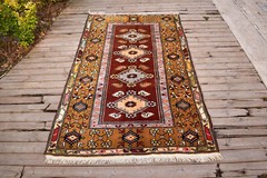 Turkish Rug 47”x78” Vintage Rug Milas Carpet 3’x6′ Oriental Natural Wool Rug