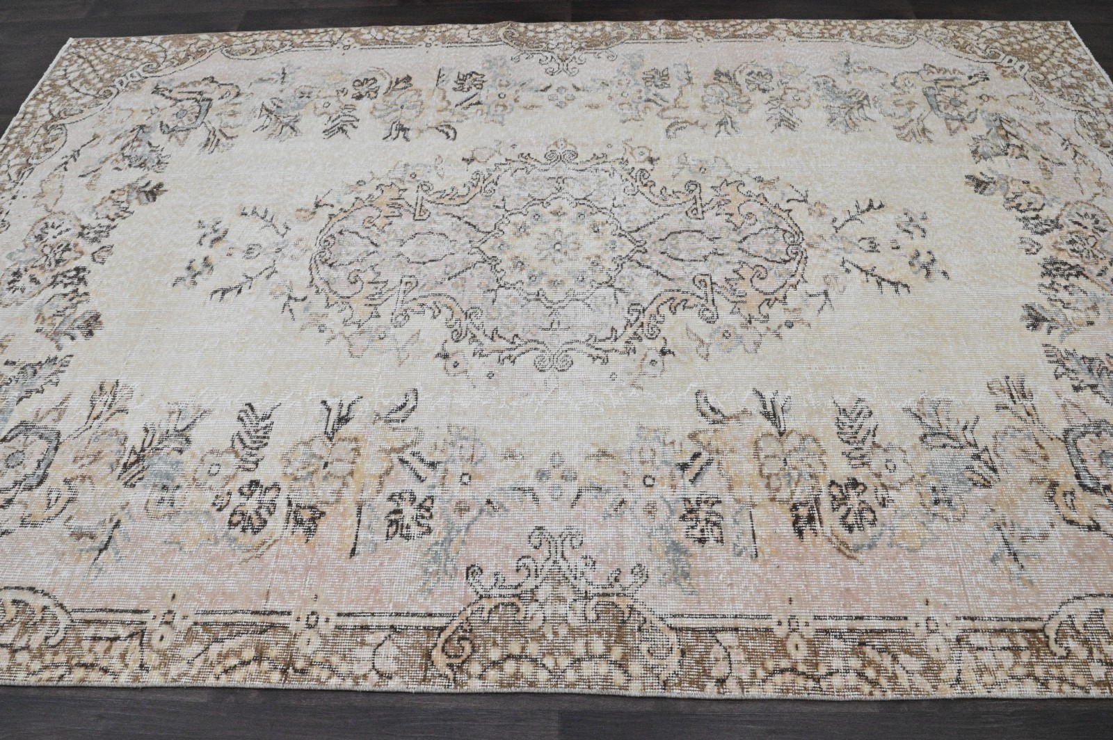 Oushak Turkish Vintage Rug 6x9 Kilim Rug Anatolian Handmade Boho Decor BEIGE gallery