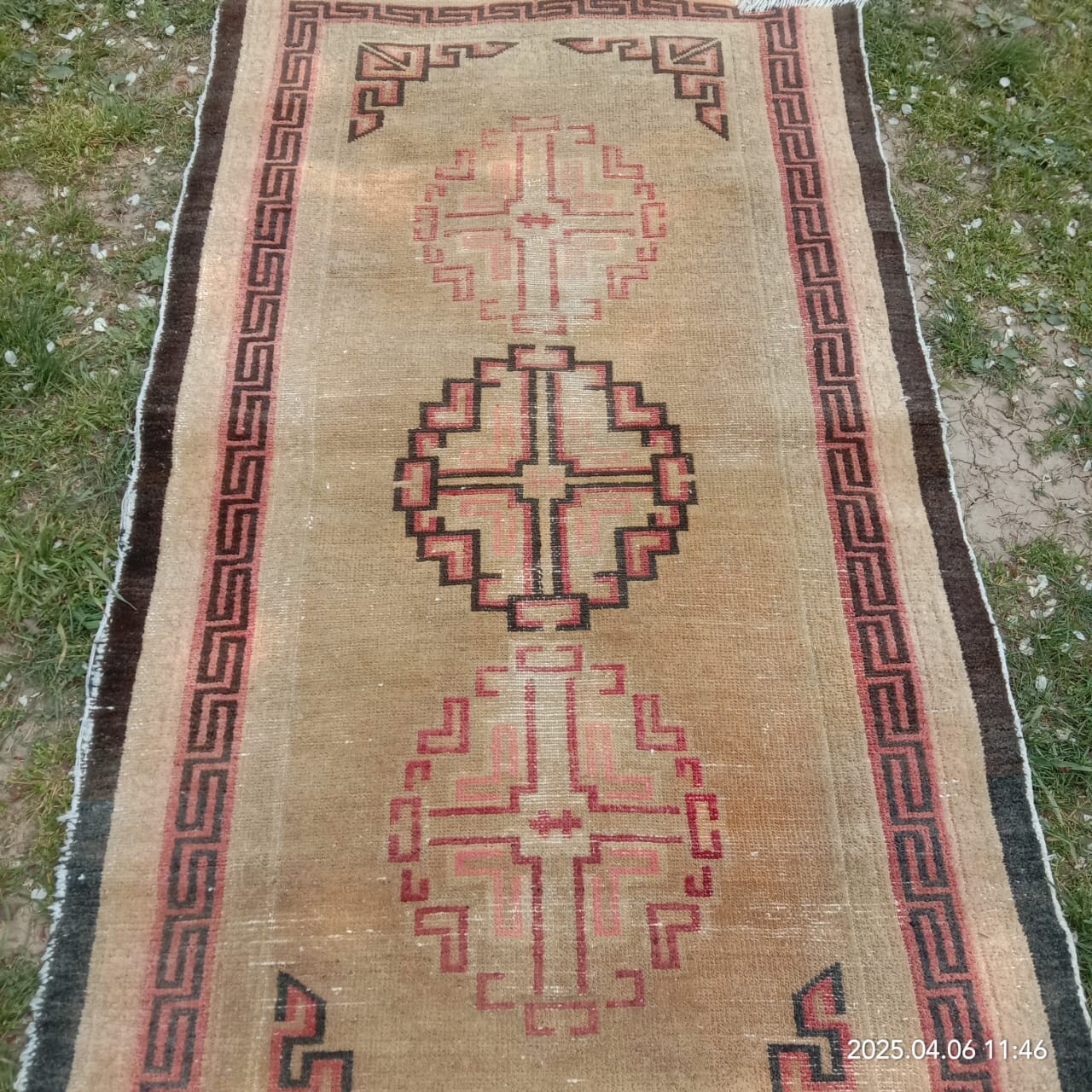 Tibetan TIBet nepal Camel Color woolen wool monks rug vintage 3x5 ft gallery