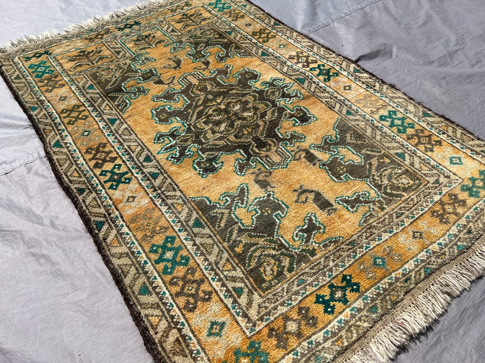 Terracotta Antique Afghan Small Rug 3x4 Muted Hand Knotted Geometric Area Carpet gallery