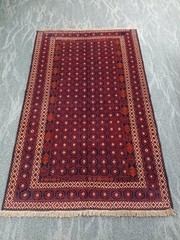4×6 Ft Vintage brown 100% Wool Handmade Baluchi Rug, Antique Soft Red Carpet