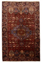 Vintage 4’4″ x 6’7″ Traditional Hand Knotted Vegetable Dye Wool Area Rug