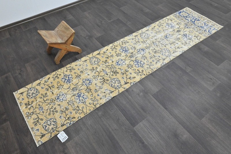 Vintage Turkish Runner Rug 2x8ft Wool Anatolian Handmade Hallway Oushak BEIGE gallery