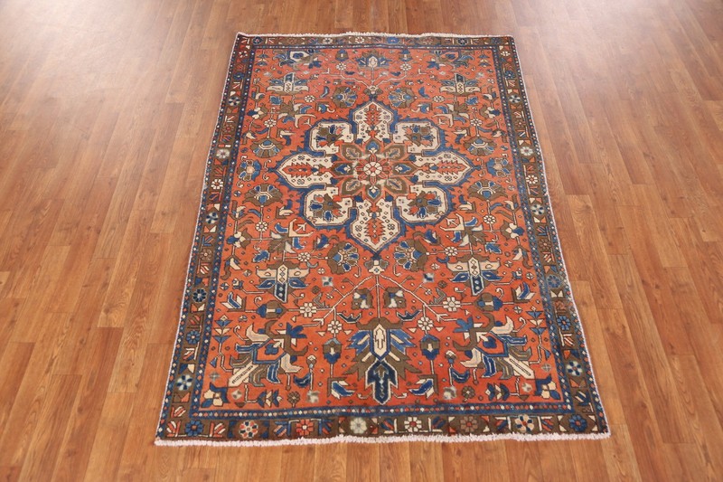 Vintage Over-Dyed Orange Wool Hand-knotted Tebriz Traditional Rug 4x6 Carpet gallery