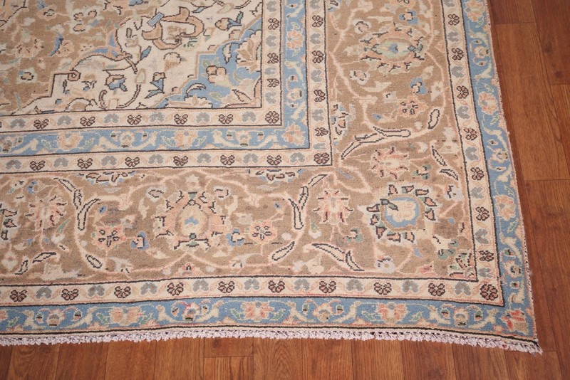 Traditional Floral Handmade Area Rug 9x13 Peach Wool Living Room Vintage Carpet gallery