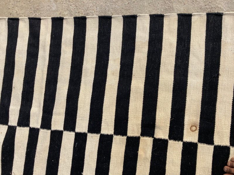 Vintage Traditional Handmade IKEA Piano Key Illusion Strip Kilim Rug 357x254 cm gallery