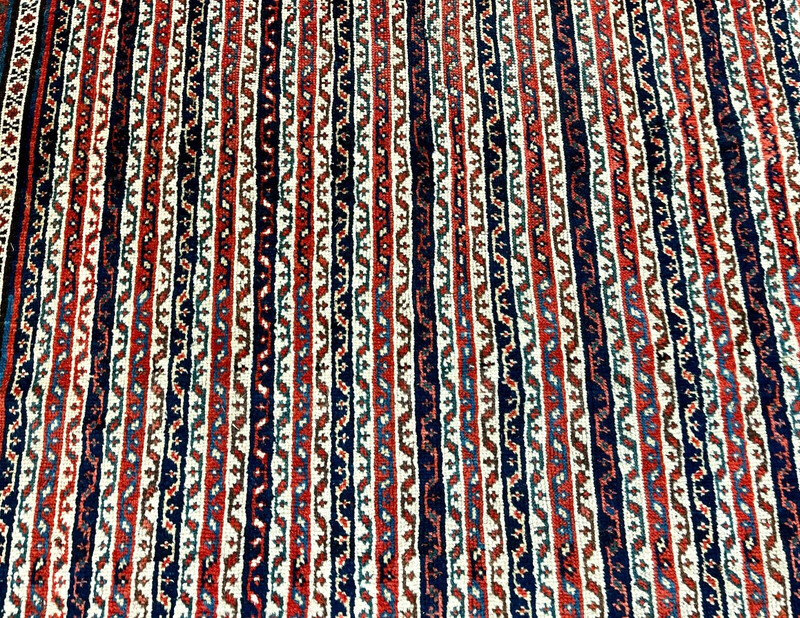 ANTIQUE 19th CENTURY STRIPED KHAMSEH TRIBAL ORENTAL RUG COLLECTOR 4' 3" x 7' gallery