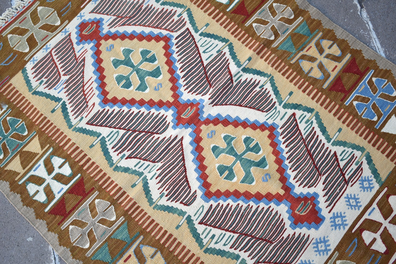 Turkish Rug 36'' x 47'' Vintage Anatolian Oushak Rug Natural Color Wool Rug gallery