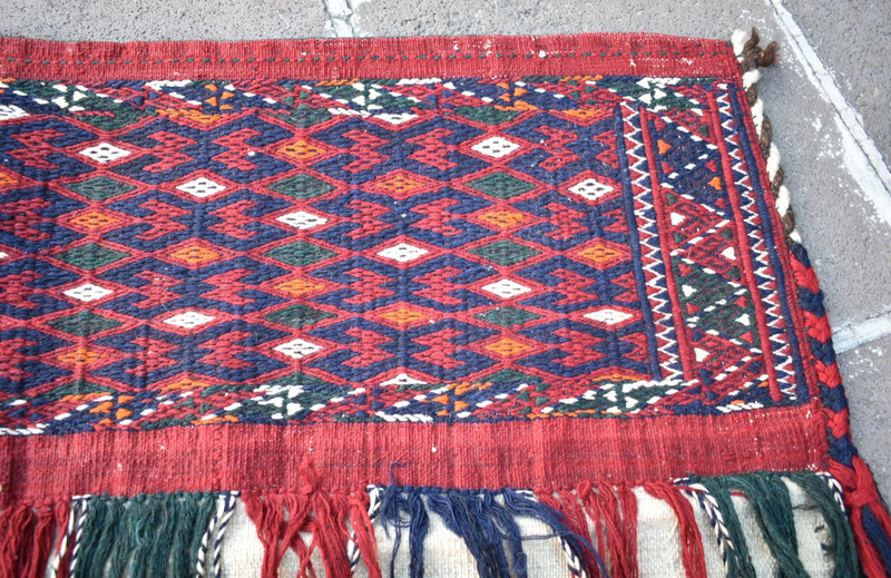Fabulous Antique Tribal Rug 42'' x 13'' Collector's Item Yomud Wall Hangings Rug gallery