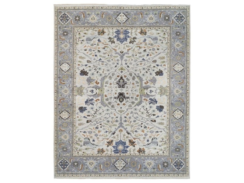 Light Gray, Denser Weave, Soft Wool,Floral Motifs Oushak Rug 14x18 ft gallery