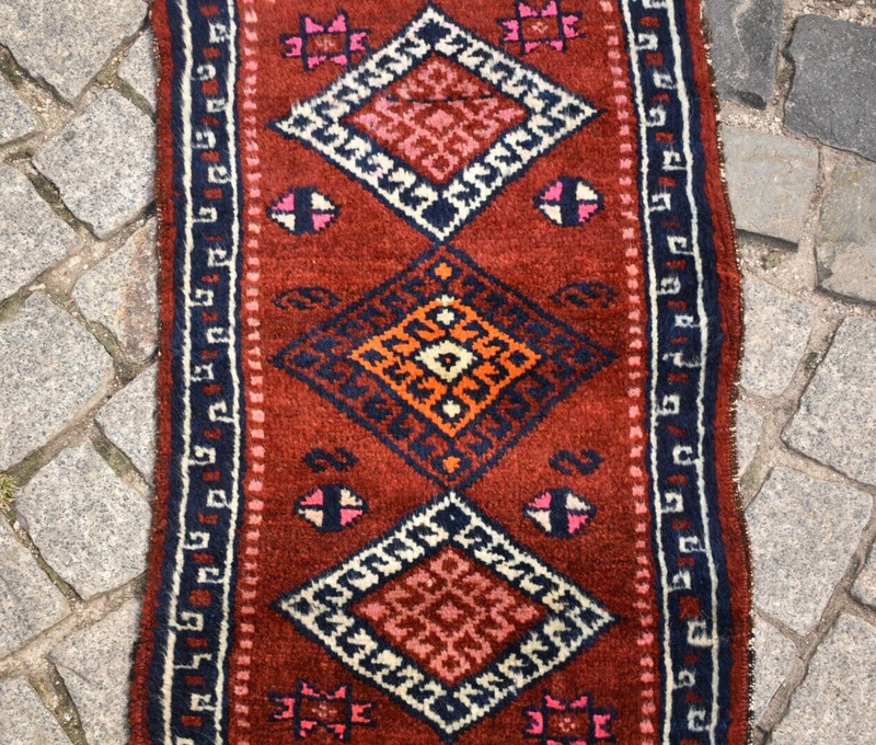 Fabulous Antique Kurdish Yastik Rug 17'' x 29'' Collector Item Anatolian Carpet gallery