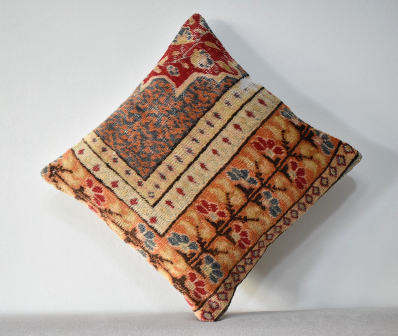 Turkish Pillow Cover Sofa Rug 16'' x 16'' Made of Fragment Cushion Cover Carpet gallery
