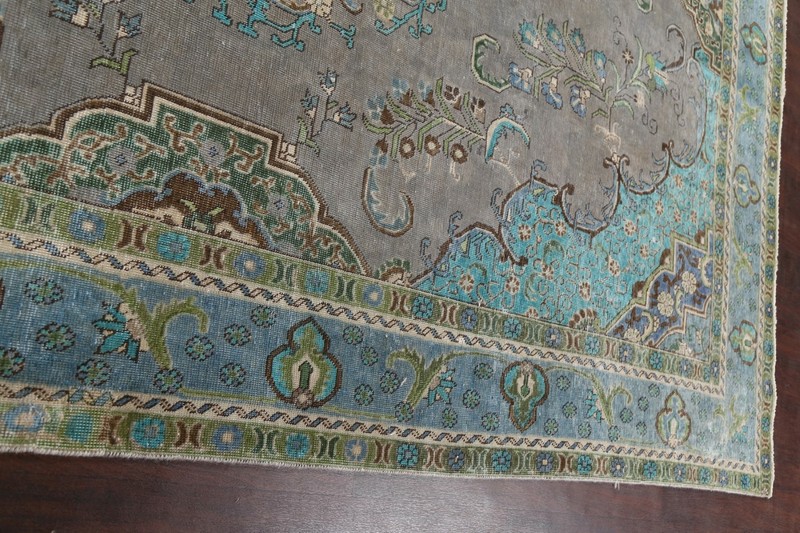 Antique Floral Gray Traditional Area Rug Evenly Low Pile Hand-knotted Wool 9x13 gallery