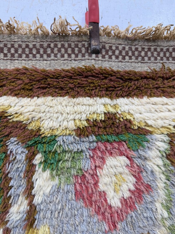 Vintage Beautiful Hand Knotted Swedish Scandinavian Rya Shag Wool Rug Carpet gallery