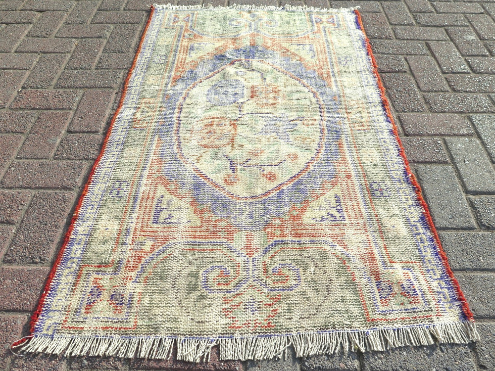 Vintage Turkish Carpet, Bedroom Rug, Distressed Rug Handmade Wool Carpet 31"x50"