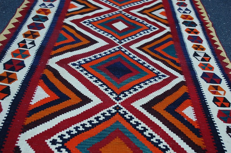 OLD,ANTIQUE CAUCASIAN,KAZAK,SHIRVAN ORIENTAL KILIM RUG 5'3" x 19'9" FULL COLOR gallery