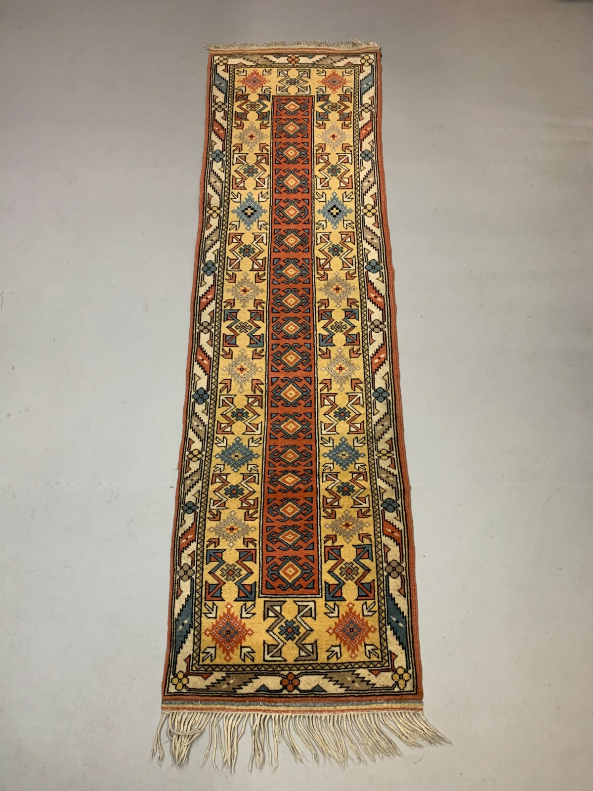 Vintage Turkish Runner 290x83 cm Milas Rug, Terracotta Red, Green, Beige gallery