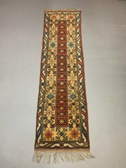 Vintage Turkish Runner 290×83 cm Milas Rug, Terracotta Red, Green, Beige