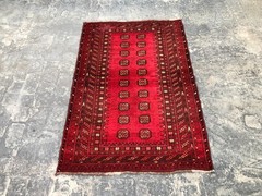 Vintage Turkmen Tekke Rug 3.4 x 5.3 ft, Hand-Knotted Wool, Tribal Soft Pile Rug