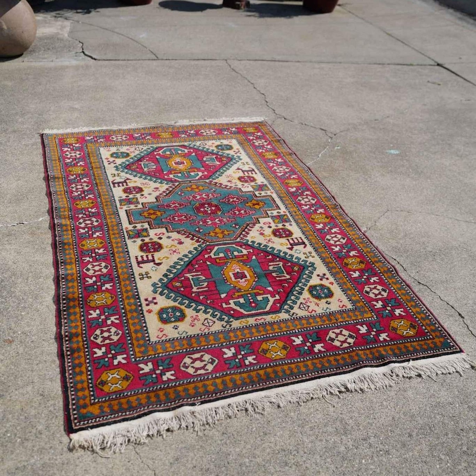 4'8 x 7'2 Vintage Wool Rug From Turkey (HANDKNOTTED) gallery