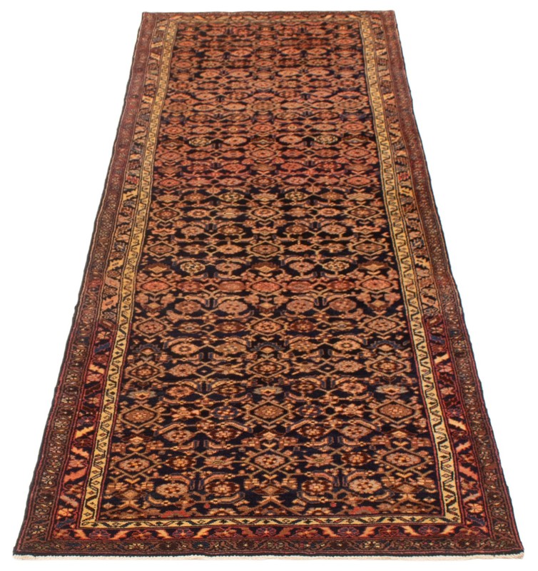 Vintage Hand-knotted Runner Rug 3'8" x 10'8" Traditional Oriental Wool Carpet gallery