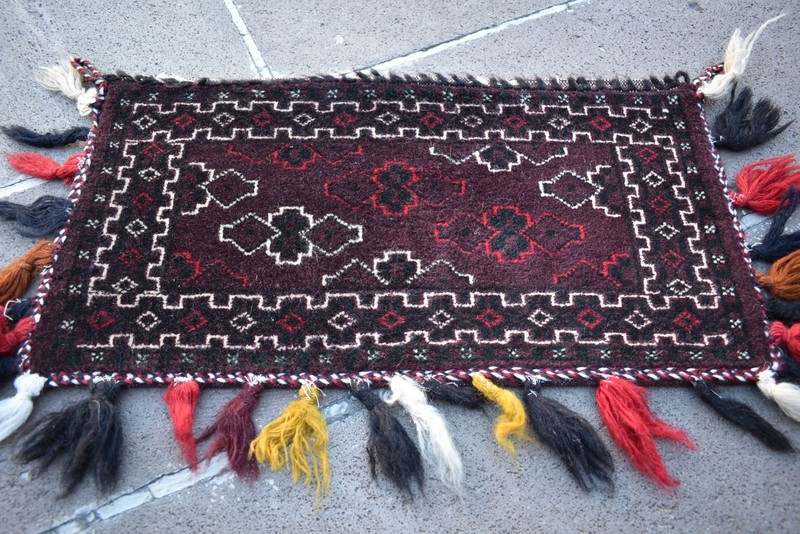 Vintage Tribal Yomud Rolling Pin Bag Rug 23'' x 12'' Wall Hangings Torba Rug gallery