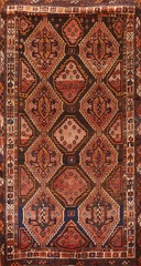 Vintage Handmade Tribal Area Rug 5×10 Ft Traditional Oriental Brown Wool Carpet