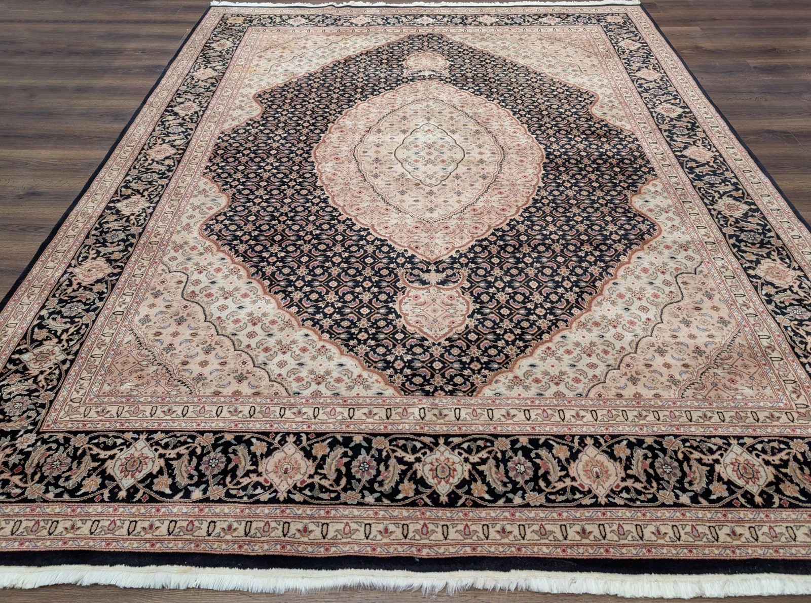 Sino Per'sian Rug 8x10, Herati Mahi Design, Wool & Silk, Black gallery