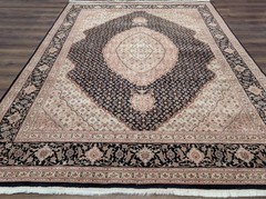 Sino Per’sian Rug 8×10, Herati Mahi Design, Wool & Silk, Black