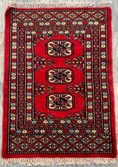 Vintage Afghan Rug: Hand-Knotted Bokhara Wool, Area Rug 2×3 ft Free Ship