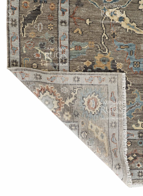 Handknotted Brown Floral Geometric Rug 8x10 ft gallery