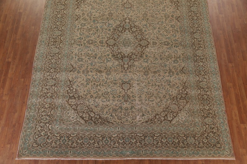 Vintage Traditional Floral Living Room Area Rug Wool Peach Handmade Carpet 10x12 gallery