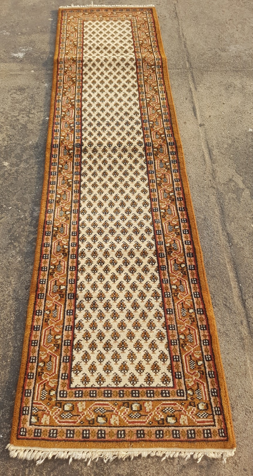 Vintage Hand Made Traditional Rug Oriental Wool Multicolor Carpet 275x68 cm gallery