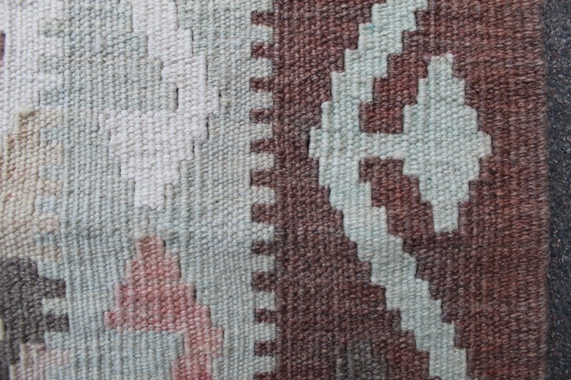 Kilim Vintage Traditional Hand Made Oriental Brown Pink Wool Kilim 245x167cm gallery