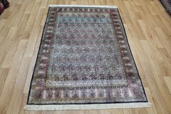 Fine Handmade Qoum Silk Rug Paisley (Boteh) Design 160 x 110 cm (5’3” x 3’7”)