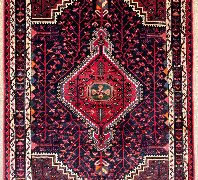 Vintage Hamedan Tribal Hand Knotted Wool 4x7 Navy Blue Geometric Oriental Boho gallery
