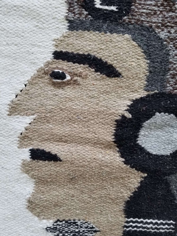 Fine Vintage Mexican Hand Made Oriental Wool Multicolour Kilim 201x124cm gallery