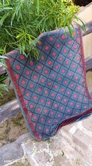 Vintage Ghardaïa Wool Rug 1960s Algerian Handmade Berber Floral Carpet 215×82 cm