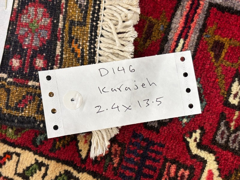 Hand Knotted Vintage Tribal Karajeh Runner 2x13 Red Wool Boho Oriental Area Rug gallery